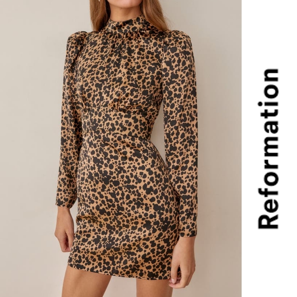 Reformation Samuel Long Sleeve Silk Minidress 6